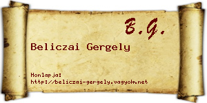 Beliczai Gergely névjegykártya